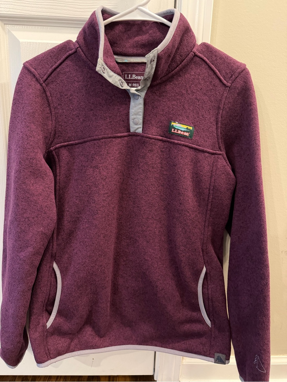 L.L. Bean Men’s Plum Zip-Neck Fleece Pullover with Contrast Trim
